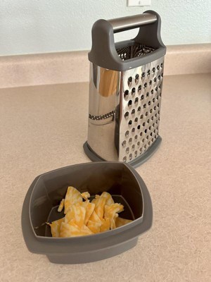 Stainless Steel Box Grater with Removable Bottom Container and Lid  Silver/Gray - Figmint™