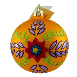 Tannenbaum Treasures 3.0 Inch Flower Vines Ball Ornament Ball Mod Floral Tree Ornaments - 1 of 1