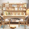 Solid Wood Desk, Kids Writing Table, Office Desk，With Removable Shelves, With Drawers And 2 Chairs - 2 of 4