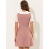 INSPIRE CHIC Women's Bowtie Neck Contrast Color A-Line Doll Collar Dress - 4 of 4