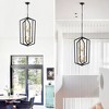 DOMETOUR 8-Light Lantern Farmhouse Ceiling Chandelier, Black Metal Pendant Light for Kitchen, Dining, Living Room, Foyer (E12 Bulbs Not Included) - 4 of 4