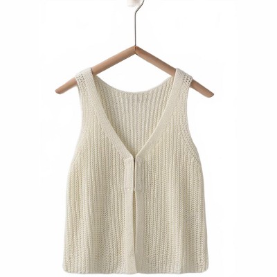 Women's Crochet Boho Knit V Neck Crop Top - Urban Daizy
