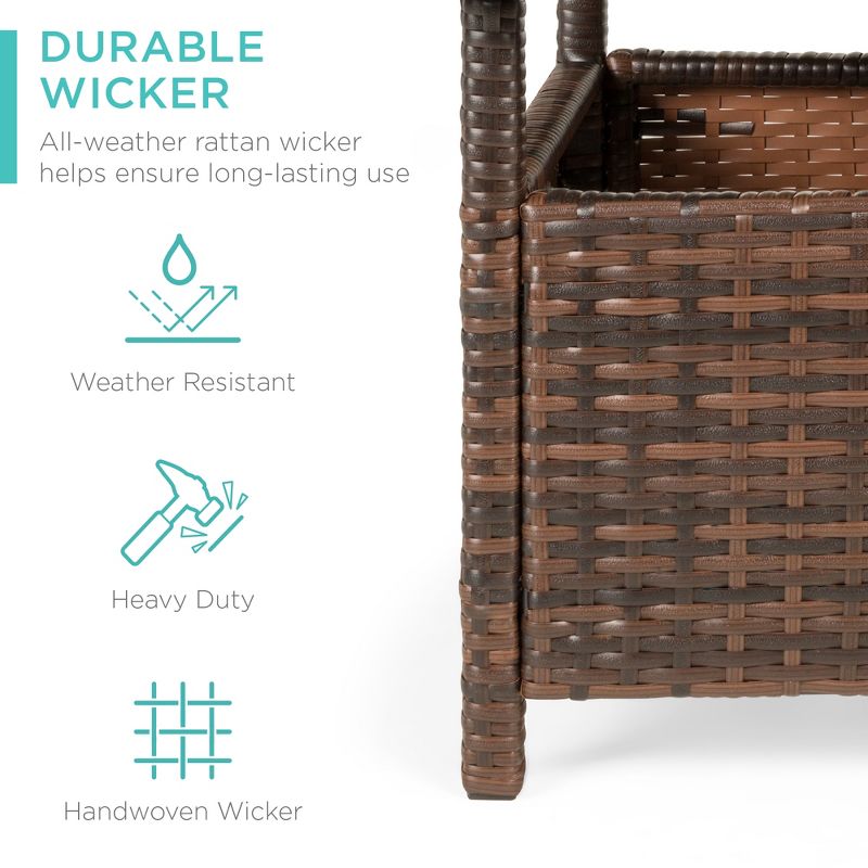 Best Choice Products Wicker Rattan Patio Side Table Outdoor Furniture for Garden, Pool, Deck w/ Umbrella Hole, 3 of 9