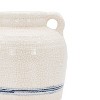 Vintage Crackle Vase with Handles Blue Stripe Stoneware by Foreside Home & Garden - 4 of 4