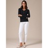 INSPIRE CHIC Women's Long Sleeve V Neck Button Decor Elegant Ribbed Knit Tops - 3 of 4