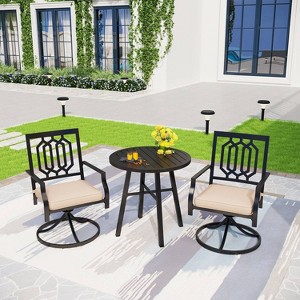 3pc All-Weather Metal/Steel Set with 2 Chairs & Round Table - Captiva Designs - 1 of 4