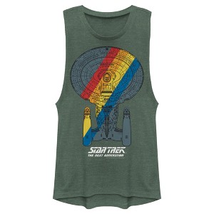 Juniors Womens Star Trek: The Next Generation USS Enterprise Rainbow Streak Festival Muscle Tee - 1 of 4