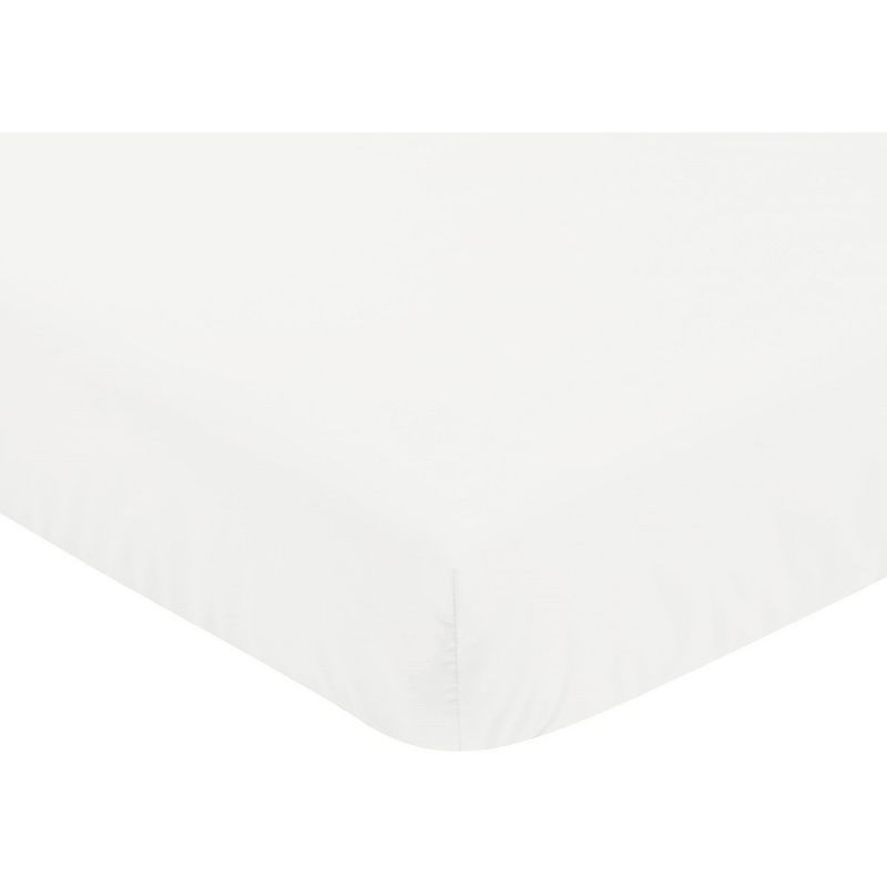 Sweet Jojo Designs Gender Neutral Baby Fitted Crib Sheet Botanical Leaf Linen Collection Solid Off White, 4 of 8