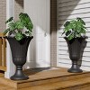 Syemin Planters Set of 2, Column Structure Tall Plant Stand Design Plant Pot with Drain Tray, White, 13.98"*13.98*"36.02" - 2 of 4