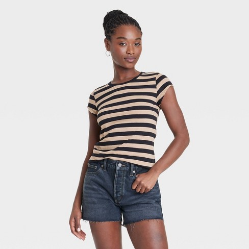 Deals Striped Short Sleeve Top