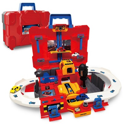 Crazy Truck Tool Box Garage Playset, 4 Vehicles with Car Wash & Elevator Kids 3+