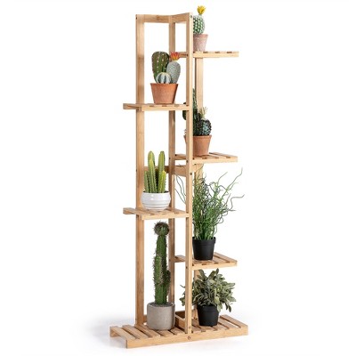 Costway 6 Tier 7 Potted Plant Stand Rack Bamboo Display Shelf for Patio Yard