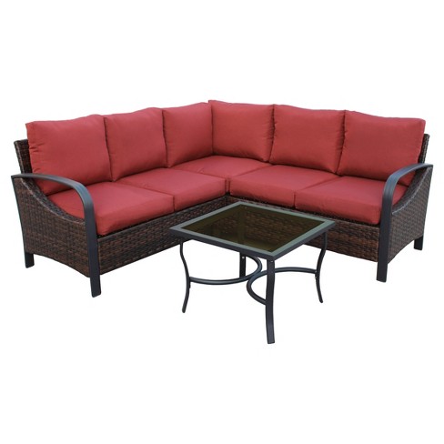 Trenton 4pc All Weather Wicker Patio Corner Sectional Set Leisure Made Target