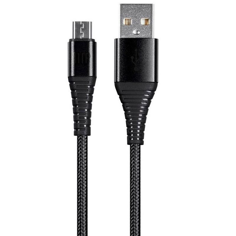 Monoprice USB 2.0 Micro B to Type A Charge & Sync Cable - 1.5 Feet - Black | Nylon-Braid, Durable, Kevlar-Reinforced - AtlasFlex Series, 1 of 7