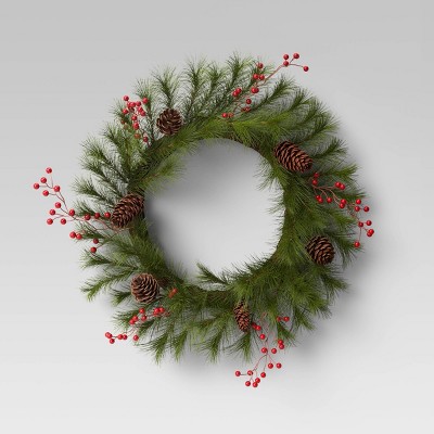 XL Long Needle with Berries and Pinecones Wreath - Threshold™