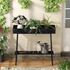 Bamboo and wood table with metal legs, suitable for storing items, plant flower racks - 2 of 4