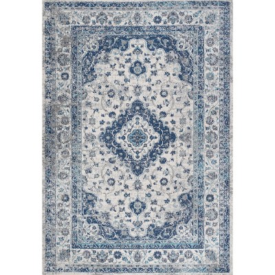 French Country Blues 8' x 10' Medallion Synthetic Area Rug