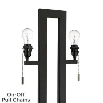 Black Metal Rectangular Table Lamp with USB Port