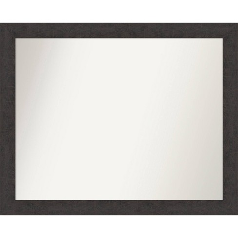 32" x 26" Non-Beveled Rustic Plank Espresso Narrow Bathroom Wall Mirror - Amanti Art: Rectangle, Polystyrene Frame, Wall Mounted - image 1 of 4