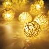 Perfect Holiday 10 LED Rattan Ball String Lights - Battery Operated - 4 of 4