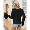 Womens Corduroy Cardigan Cropped Open Front Tops with Ruffle Sleeve Textured Front Tie Tops - 2 of 4