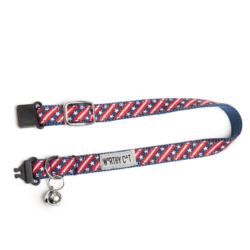 The Worthy Dog Bias Stars & Stripes Breakaway Adjustable Cat Collar, 2 of 4