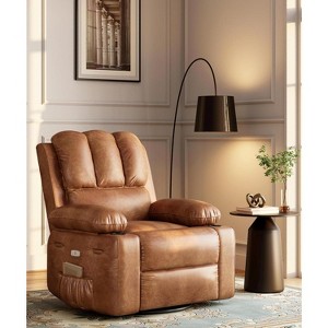22" Recliner Chair for Adults, Manual Recliner with Cup Holders and Side Pockets, PU Leather Single Sofa with Ergonomic Design - 1 of 4