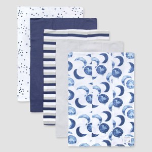 Burt's Bees Baby® Boys' 5pk Hello Moon Burp Cloth - Navy - 1 of 3