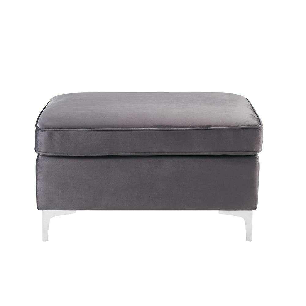 Photos - Pouffe / Bench 36" Jaszira Ottoman Gray Velvet - Acme Furniture: Luxurious, No Assembly, Wood Frame