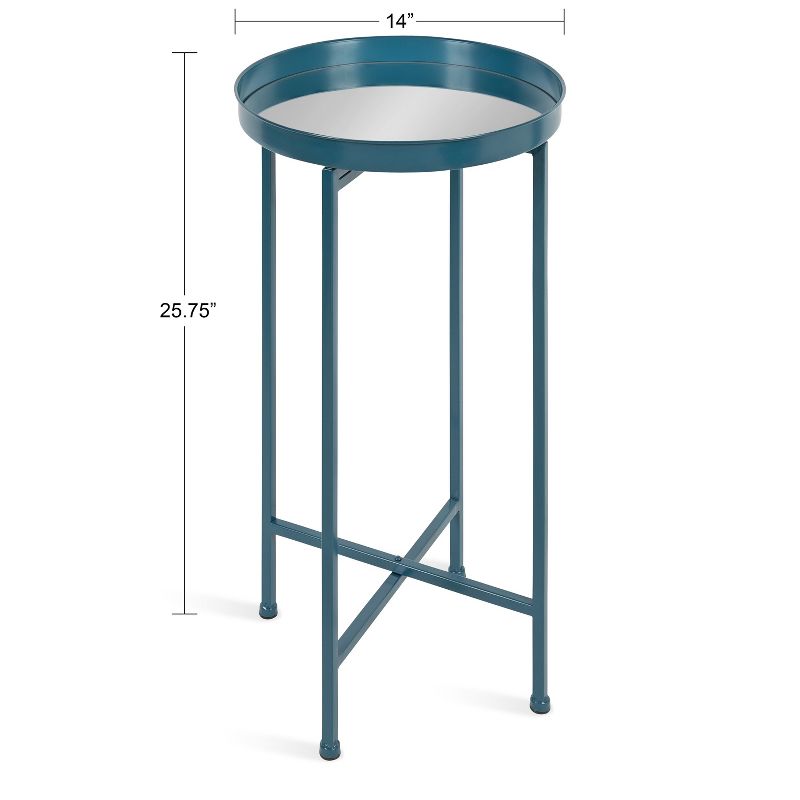 Kate and Laurel Celia Round Metal Foldable Tray Accent Table, 2 of 9