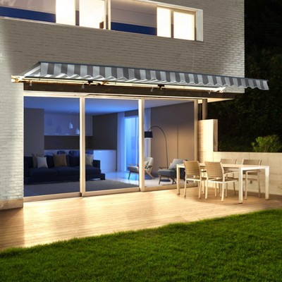 ALEKO 12 x 10 feet Motorized LED Half Cassette Patio Retractable Awning 12'x10'
