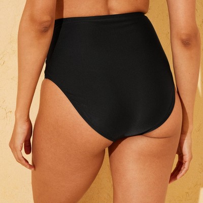 Shade & Shore Women's Shirred High Waist Medium Coverage Bikini Bottom - Shade & Shore™ Black M — фото 2