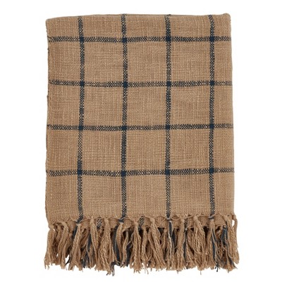 50"x60" Checkered Throw Blanket Brown - Saro Lifestyle