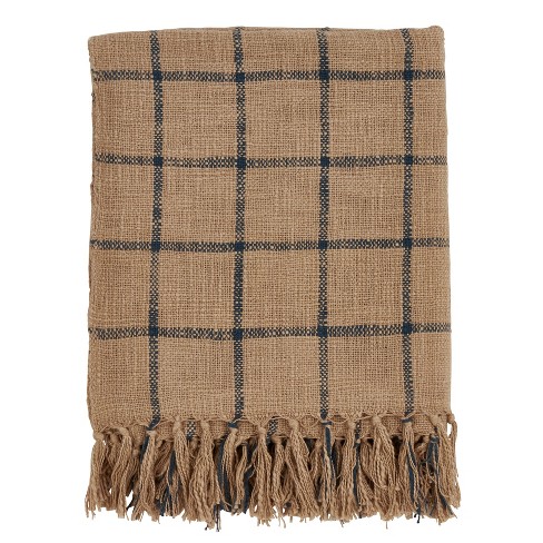 HNU Beautiful 50 W x 220 L Traditional Style Casual Heritage Plaid Design Beige Dark Red Farmhouse Throw Blanket Polycotton Fabric Wrap Smooth Cute Contemporary Reversible Checkered Soft