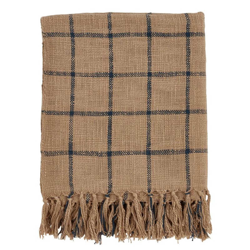 50"x60" Checkered Throw Blanket Brown - Saro Lifestyle, 1 of 7