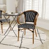 Emma & Oliver Soie Indoor/Outdoor Stacking Thonet Bistro Style Chair with Arms, PE Rattan Seat and Bamboo Finished Metal Frame - 2 of 4