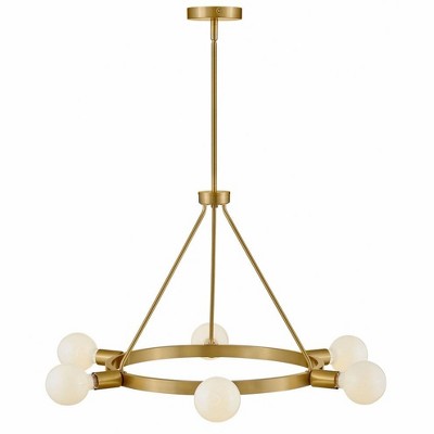 Lark Orla 6-Light Lacquered Brass Chandelier with Adjustable Height