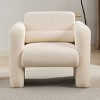 33.5"W Modern Accent Chair, Super Soft Faux Lambskin Reading Arm Chair with High Density Foam Cushion and Lumbar Pillow 4L - ModernLuxe - image 2 of 4