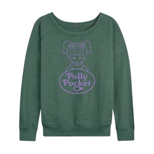 Women's - Polly Pocket - Logo And Doll Lightweight French Terry Wide Neck Long Sleeve Shirt - 1 of 4