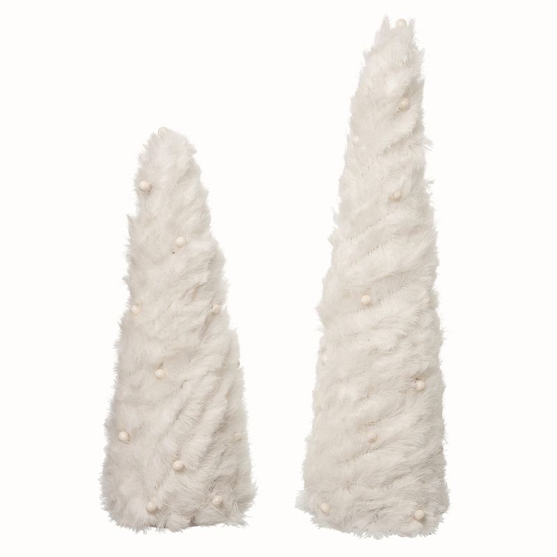 Transpac Polyester White Christmas Trees Set of 2, 1 of 2