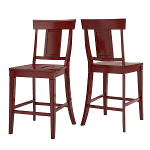South Hill Panelled Back 24 in. Counter Chair (Set of 2) - Berry Red - Inspire Q