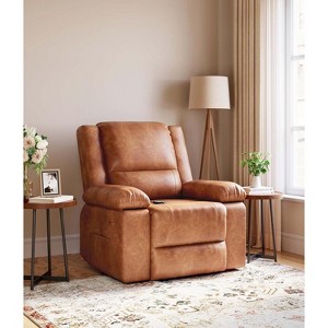 Oversized Motorized Lift Recliner with Heat & Massage – Adjustable PU Leather Chair, Ergonomic Support for Seniors & Limited Mobility - 1 of 4
