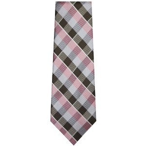 TheDapperTie Men's Navy Blue, Ivory And White Checks Necktie with Hanky - 1 of 3