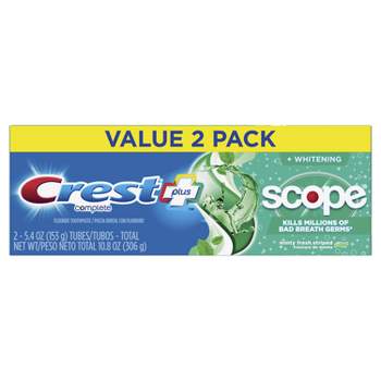 Crest + Scope Complete Whitening Toothpaste - Minty Fresh - 5.4oz/2pk