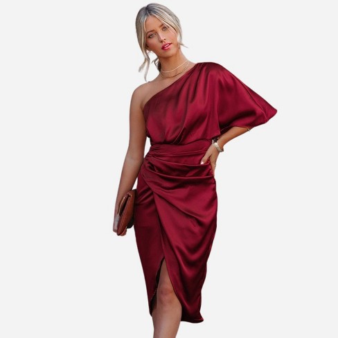 CUPSHE Womens Wine Red Puff Long Sleeve Mini Dress 