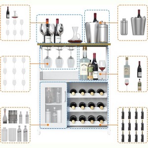 3-Tier Bar Cabinet with Detachable Wine Rack, Adjustable Shelves, Glass Holders, Buffet Sideboard for Dining Room Kitchen Living Room - 1 of 4