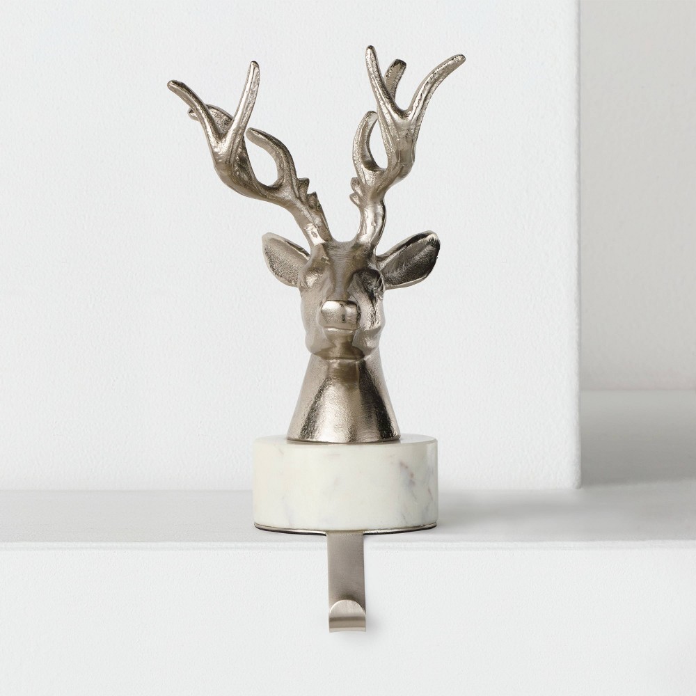 Stocking Holder Silver Marble Deer - Wondershop
