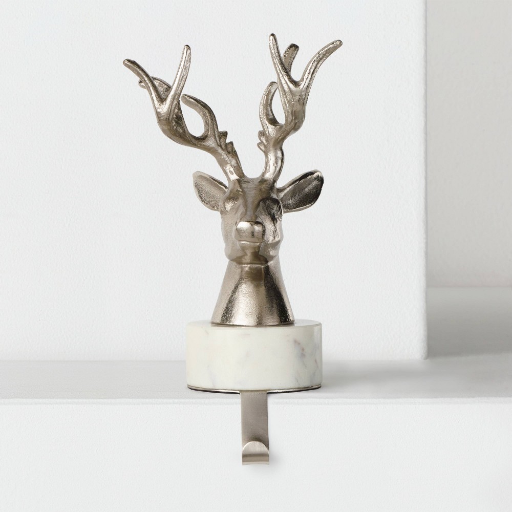 Stocking Holder Silver Marble Deer
