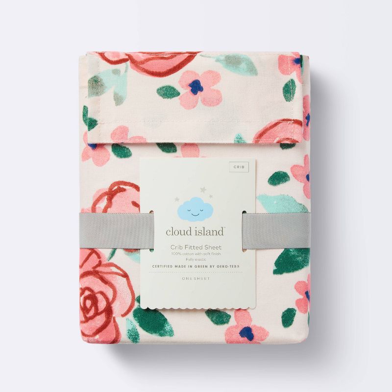 Cotton Fitted Crib Sheet - Large Floral Blooms - Cloud Island&#8482;, 5 of 8