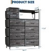 Dresser with Fabric Drawers with 11 Drawers for Storage Clothes,4 Side Pockets,Charging Station & LED Lights,Hooks,Shelves - 2 of 4